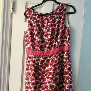 Boden Pink and Red Sheath Dress Sleeveless Scoop Neck Midi (never worn)